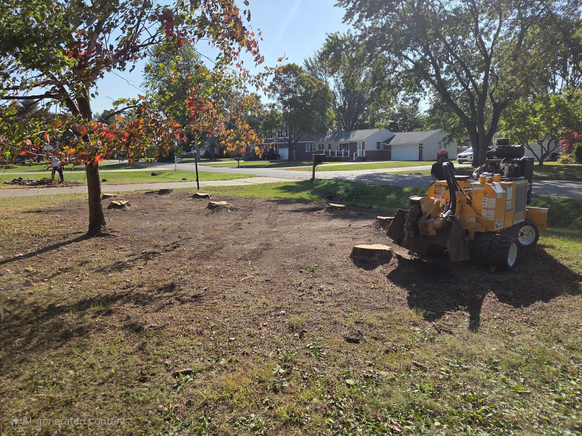 Grinding 14 stumps in Troy, MI. 