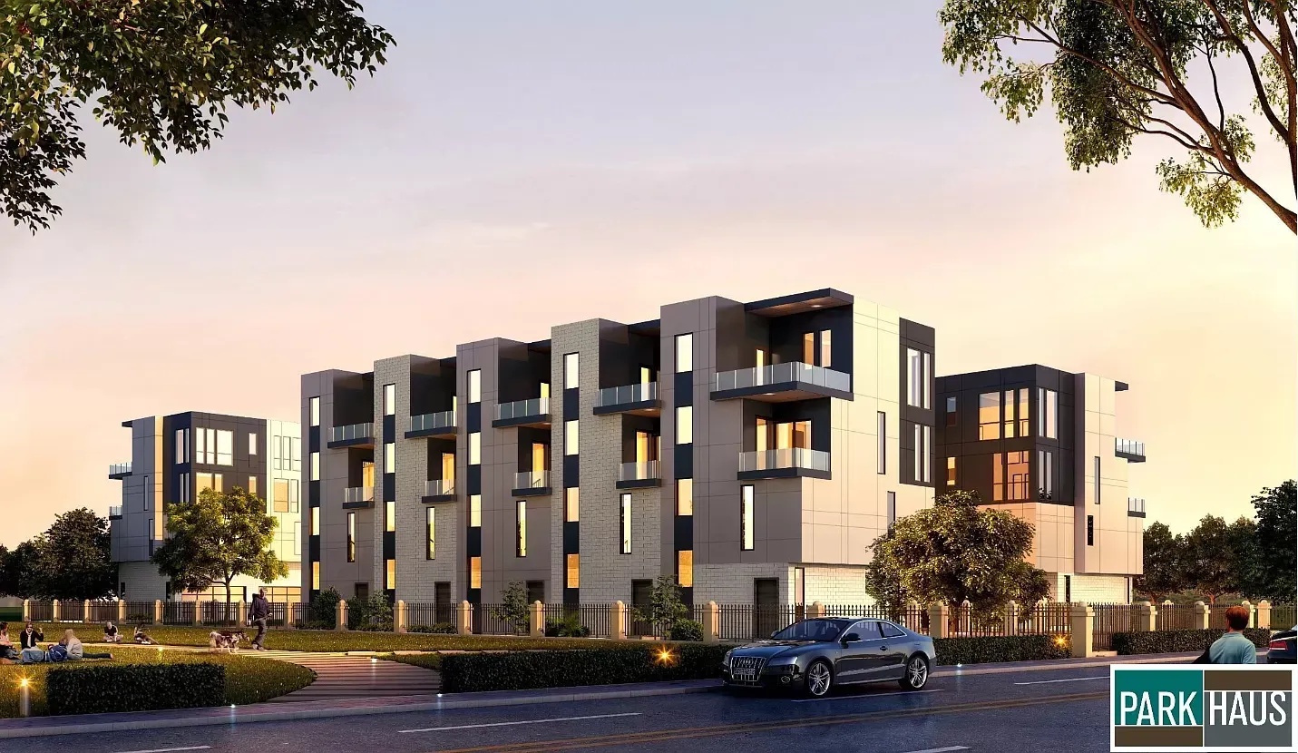 An artist 's impression of a park haus apartment building