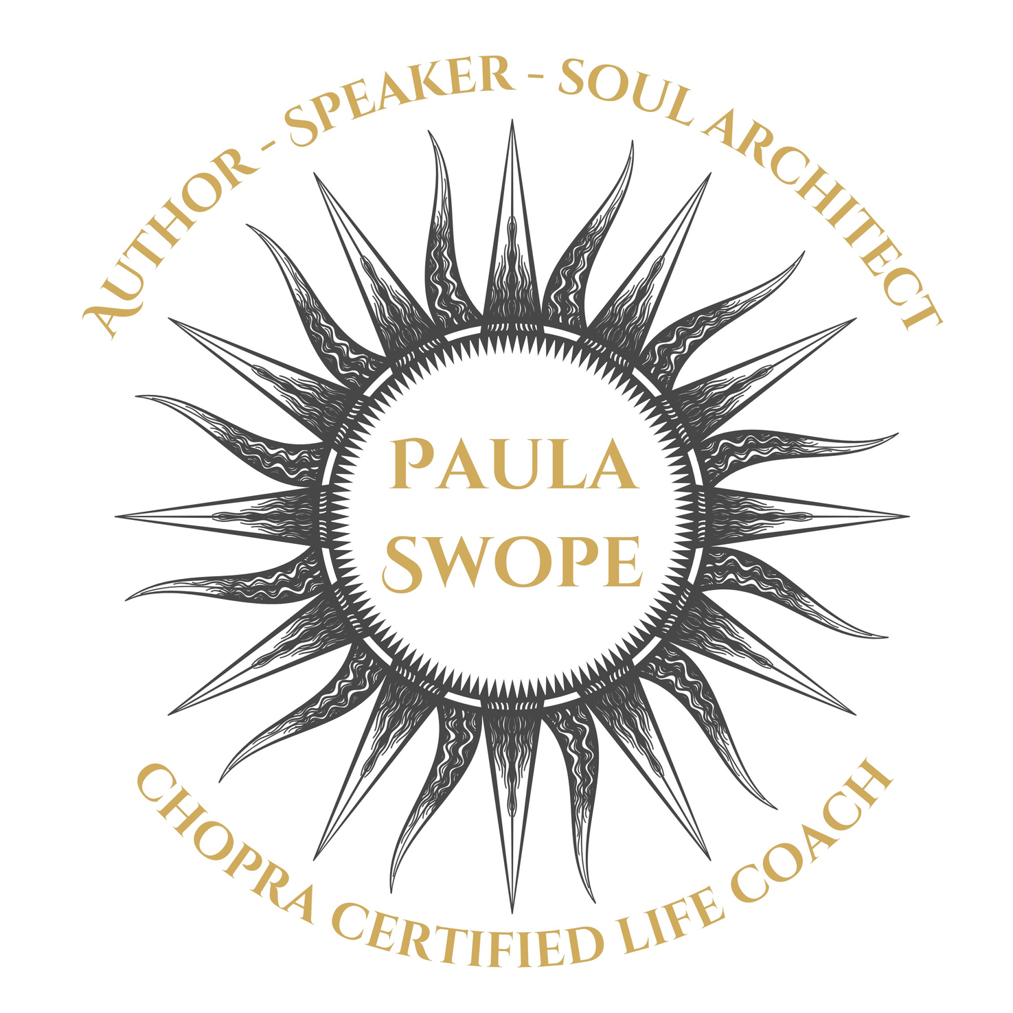 A logo for paula swope , a speaker and coach.