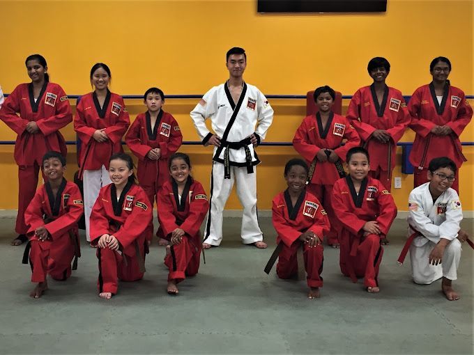 A group of martial arts students posing for a picture