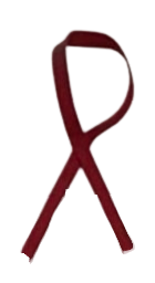 A red ribbon with the letter r on it