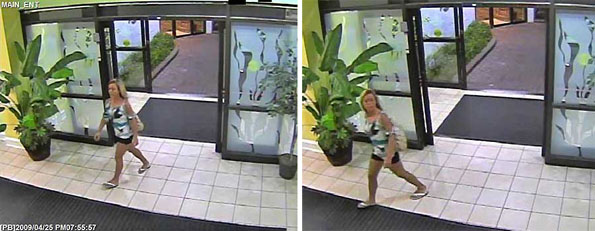 CCTV footage showed Brittanee Drexel arriving at the BlueWater Resort in Myrtle Beach before leaving at 8:45 pm