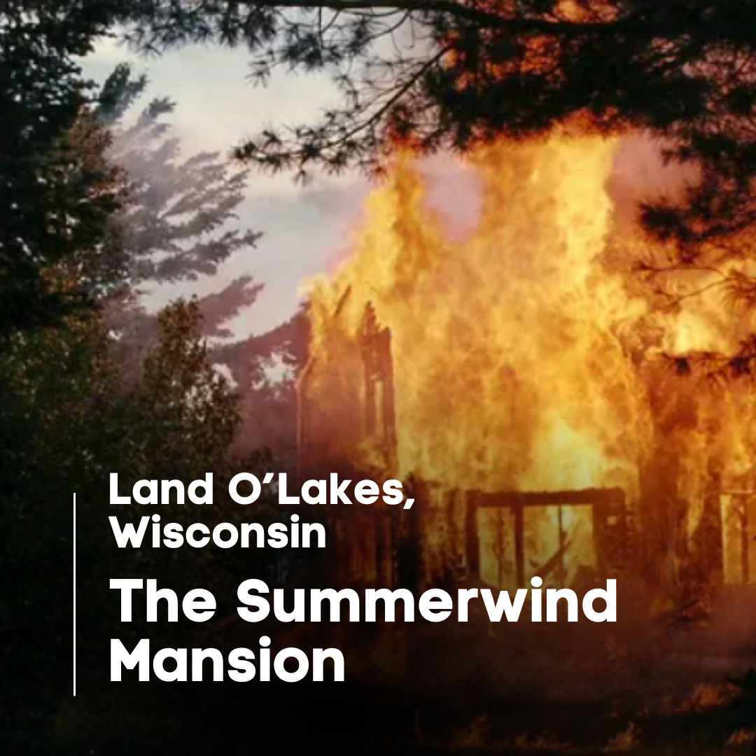 The Summerwind Mansion engulfed in flames in Land O'Lakes, Wisconsin