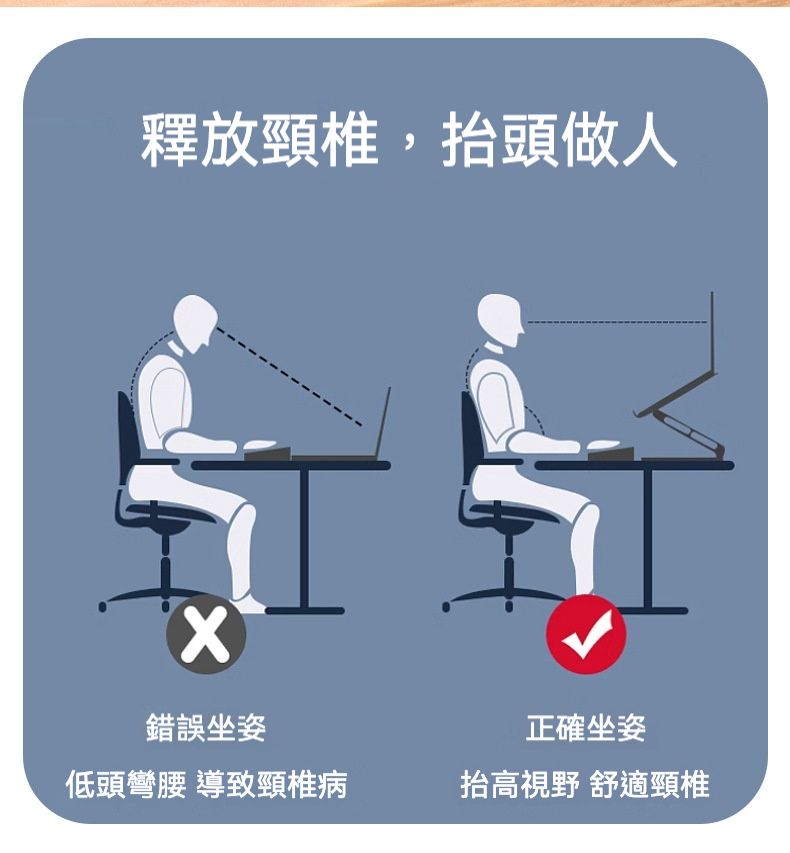擺脫痠痛  筆電手機二合一散熱支架