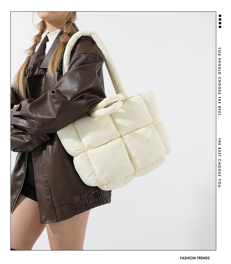 生活靚品  新款方格羽絨手提包/單肩包/托特包