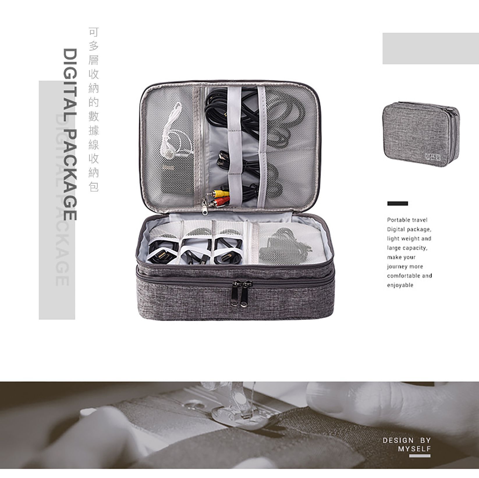 『旅行良品』韓式三層3C設備收納包