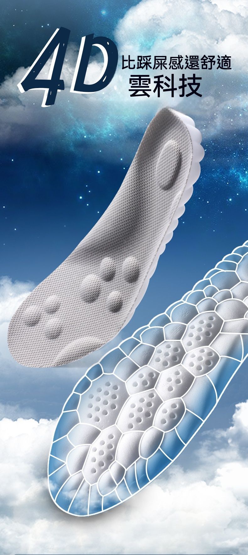 穿鞋必備  新款4D高彈性減震防臭吸汗足弓按摩鞋墊組 ㄧ次帶走2雙