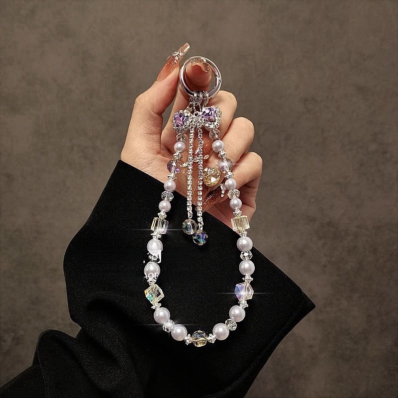 潮流時尚 輕奢水鑽蝴蝶結手機吊鏈 買一送一