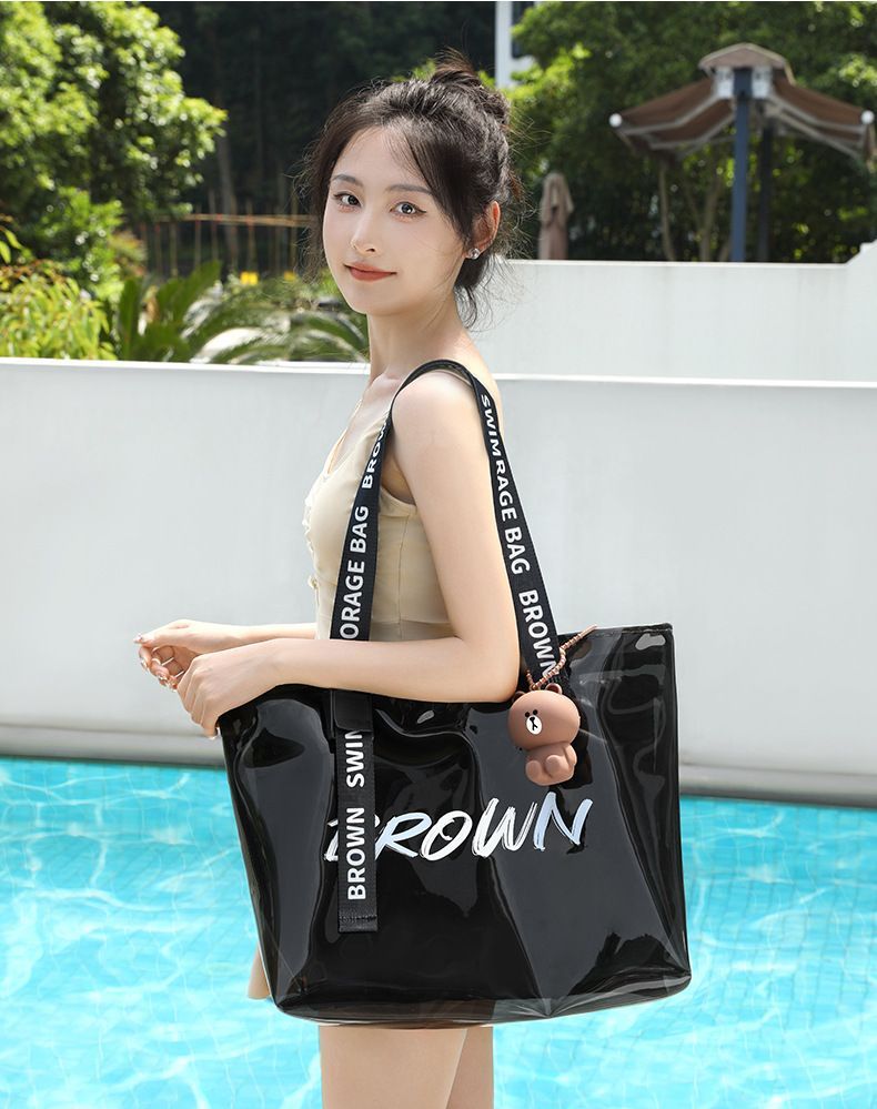 LINE FRIENDS  透明防水大容量收納包/沙灘包/手提包