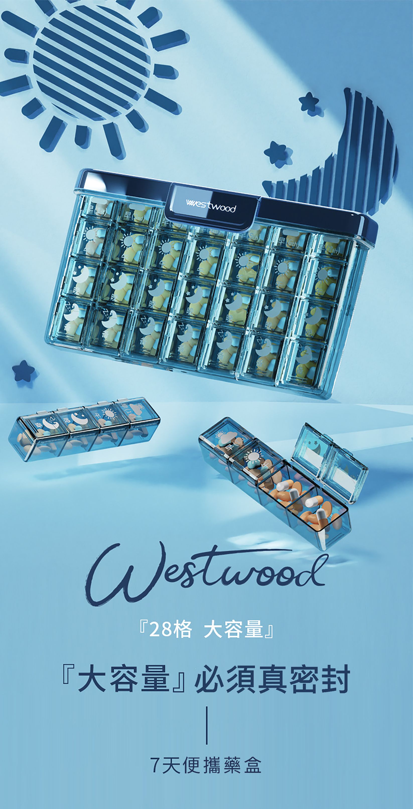 居家必備 7天28格大容量獨立分裝藥盒