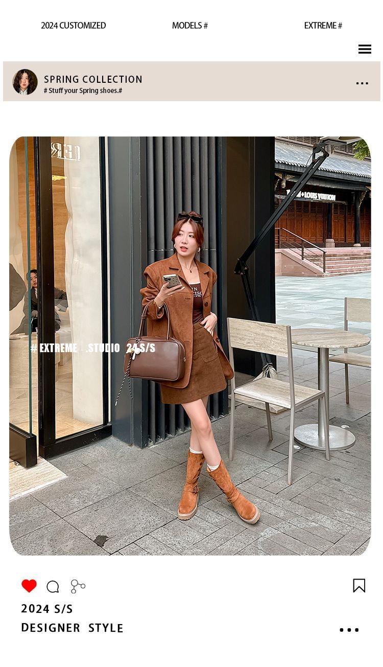 流行時尚 新款韓風復古時尚厚底兩穿中筒靴/馬丁靴