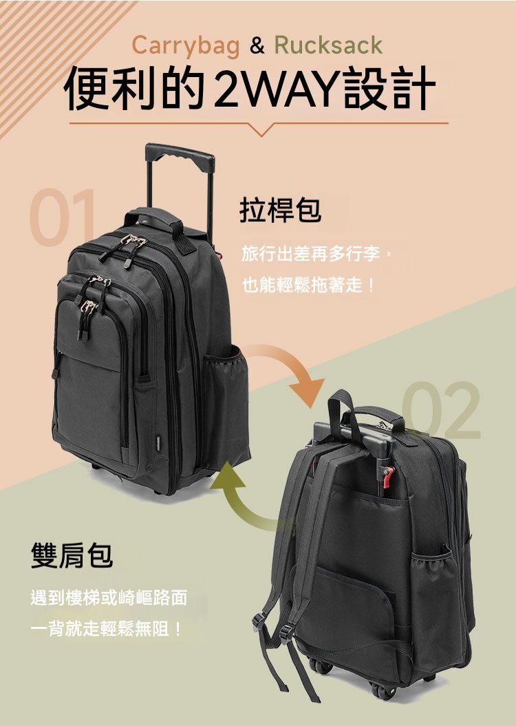 休閒旅遊 日本拉桿/肩背兩用 輕量大容量旅行商務登機包