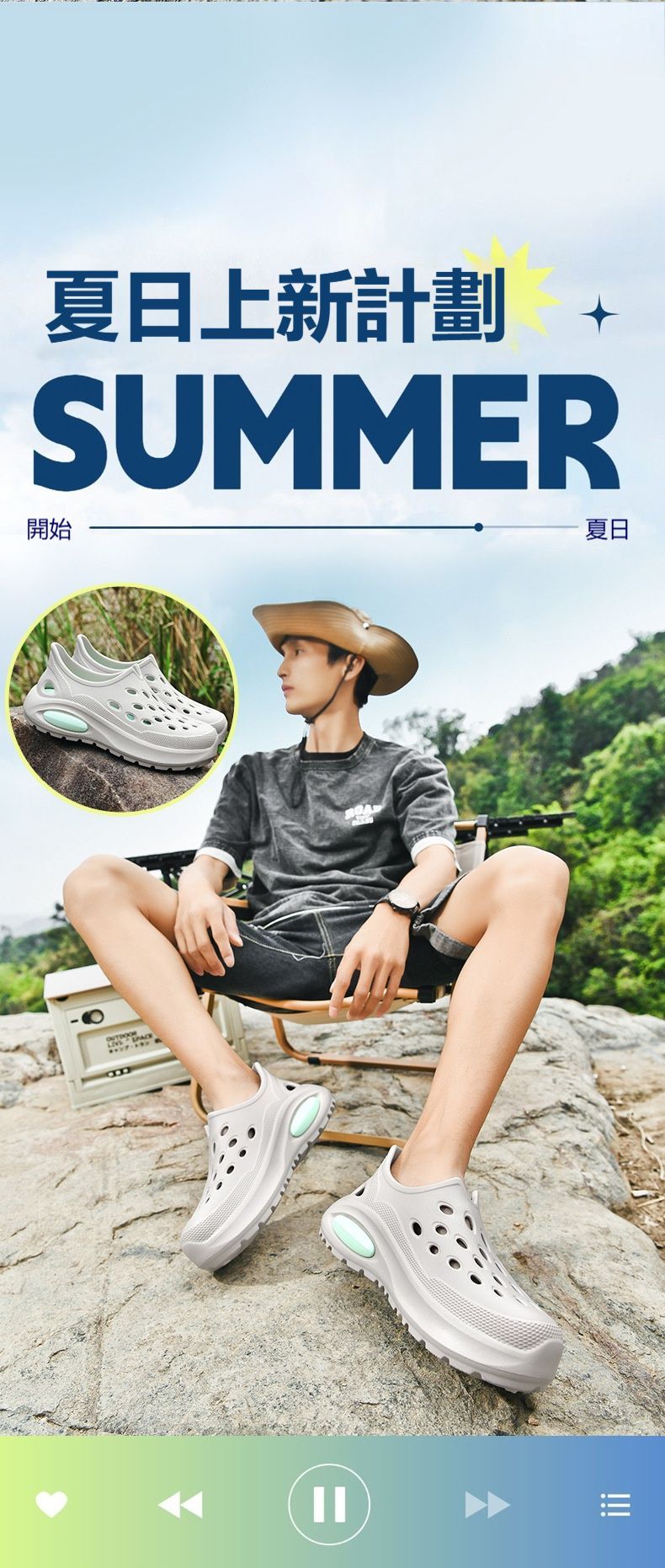 流行潮流  新款男女款厚底包跟舒適洞洞鞋/休閒鞋