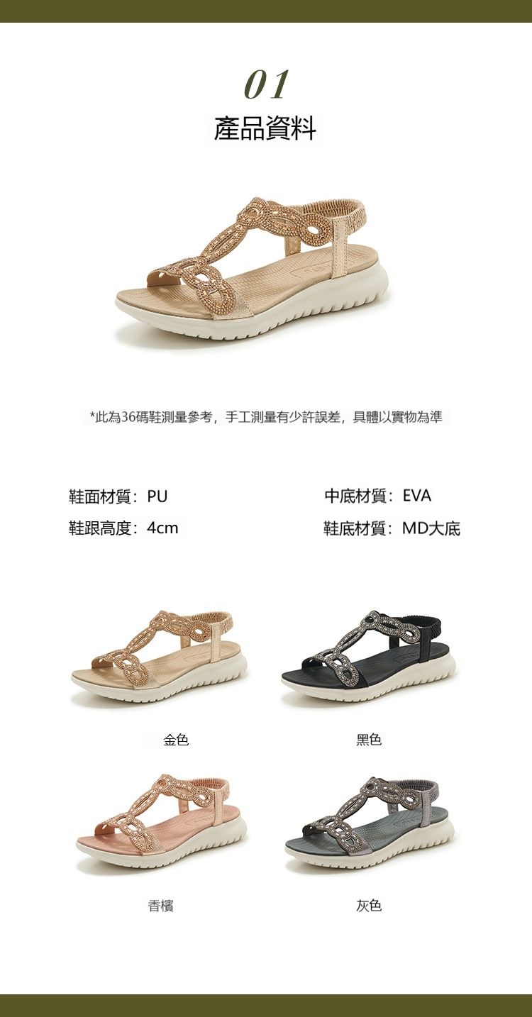 流行潮流  新款水鑽簡約輕盈涼鞋/沙灘鞋