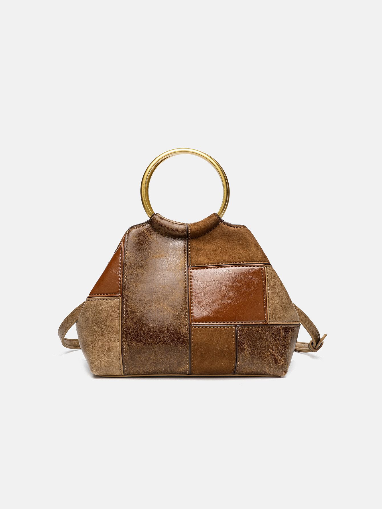 流行時尚 新款歐風休閒簡約拼色手提包/斜挎包/托特包