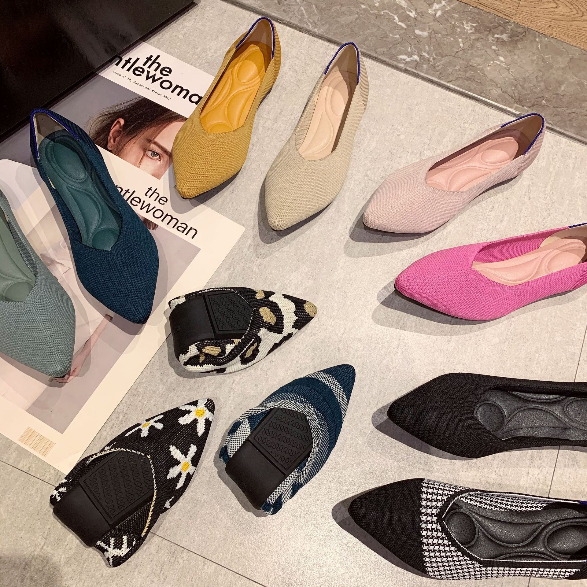 流行時尚 新款尖頭編織王妃鞋/平底鞋/蛋捲鞋