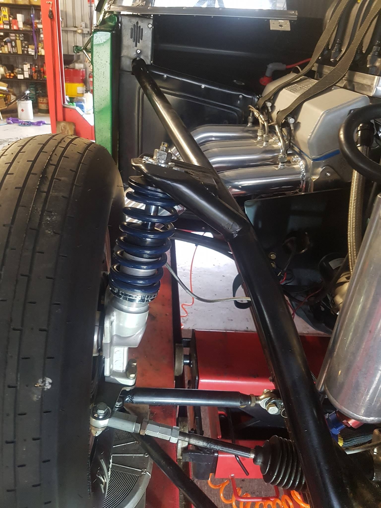 Close-up of Race Car Front Suspension — Coopers Auto Care in South Lismore, NSW