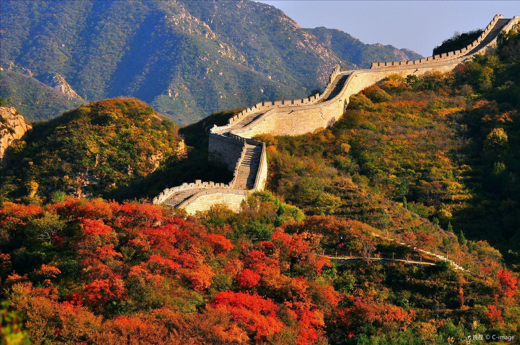 The Great Wall, also known as the Wanli Changcheng, is an ancient military defense structure in China. It is a tall, sturdy, and continuous barrier designed to restrict the movement of enemy cavalry.