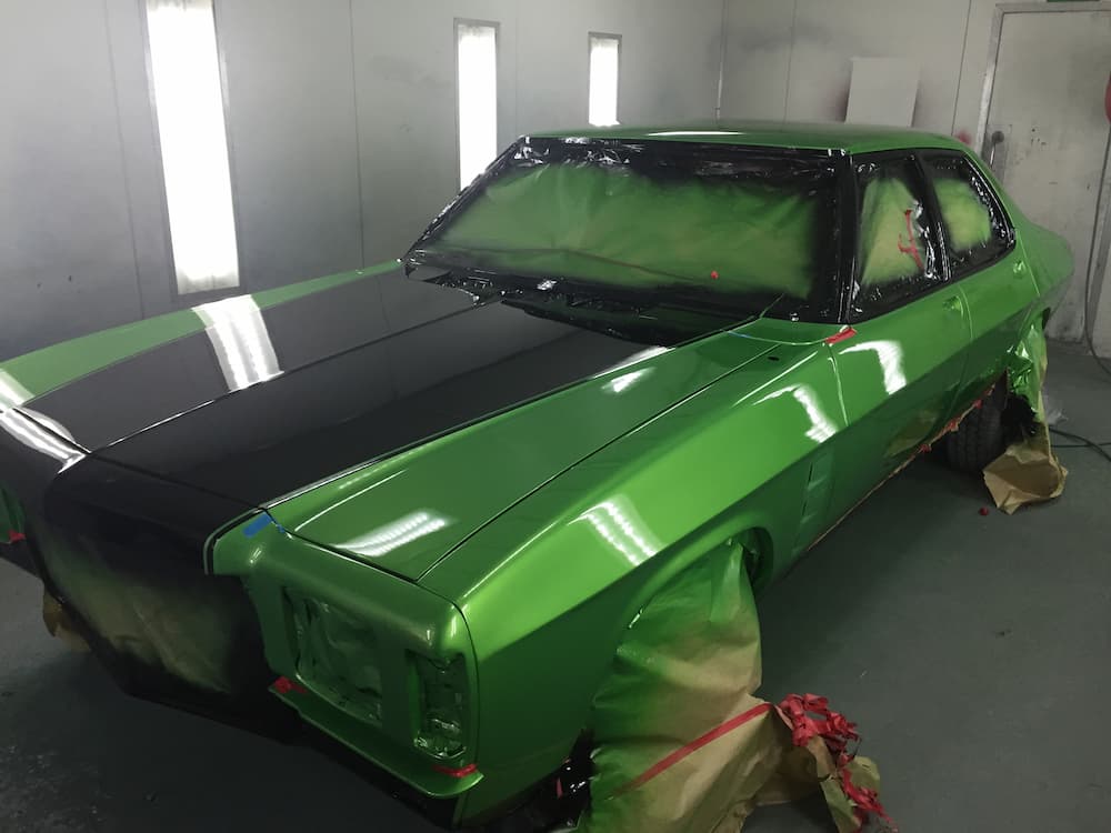 Classic Yellow Green Car — Panel Beating & Restoration Services in Port Macquarie, NSW