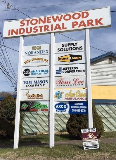 Industrial park signed in used in front