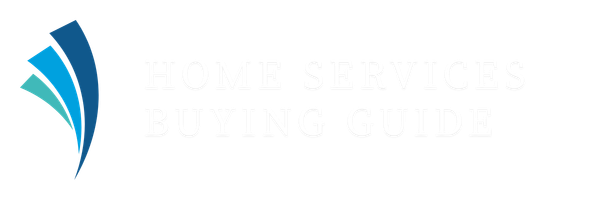 A blue and white logo for a home services buying guide.