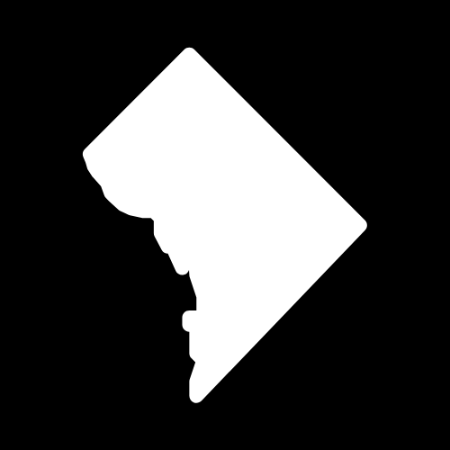 A white silhouette of the state of washington on a black background.