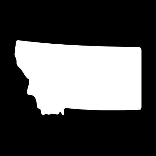 A white silhouette of the state of montana on a black background.