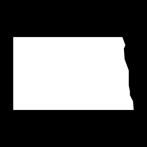 A white silhouette of the state of nebraska on a black background.