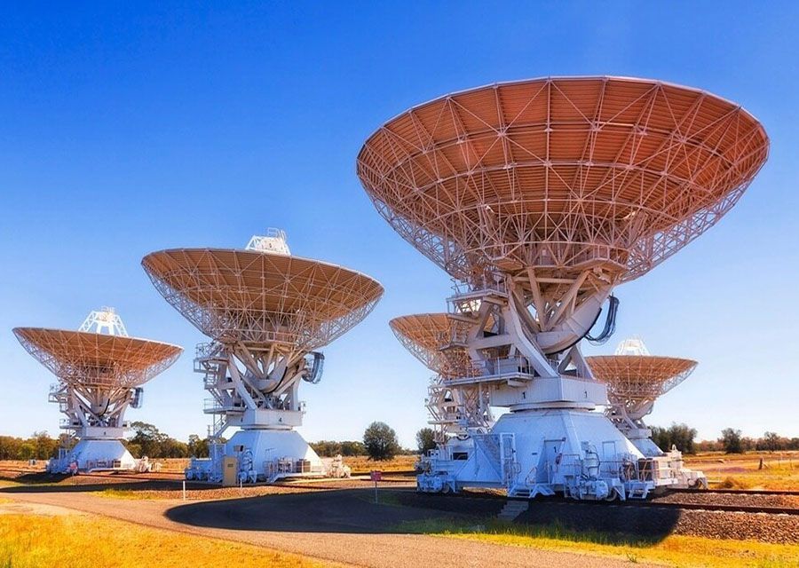 Three Large Satellites Are Lined Up In A Field — RJN Transport In Narrabri, NSW