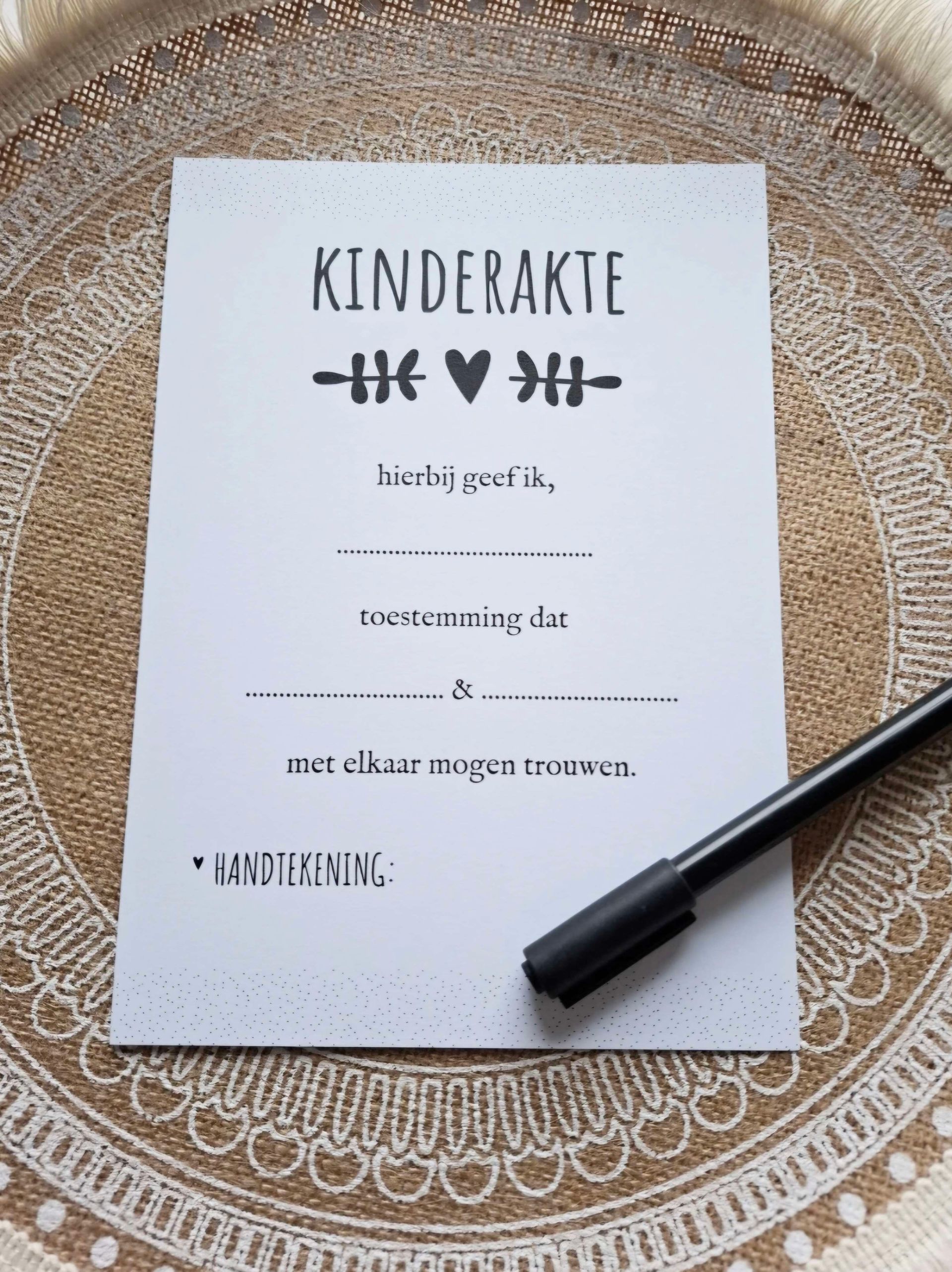 Invulkaart | Kinderakte bruiloft