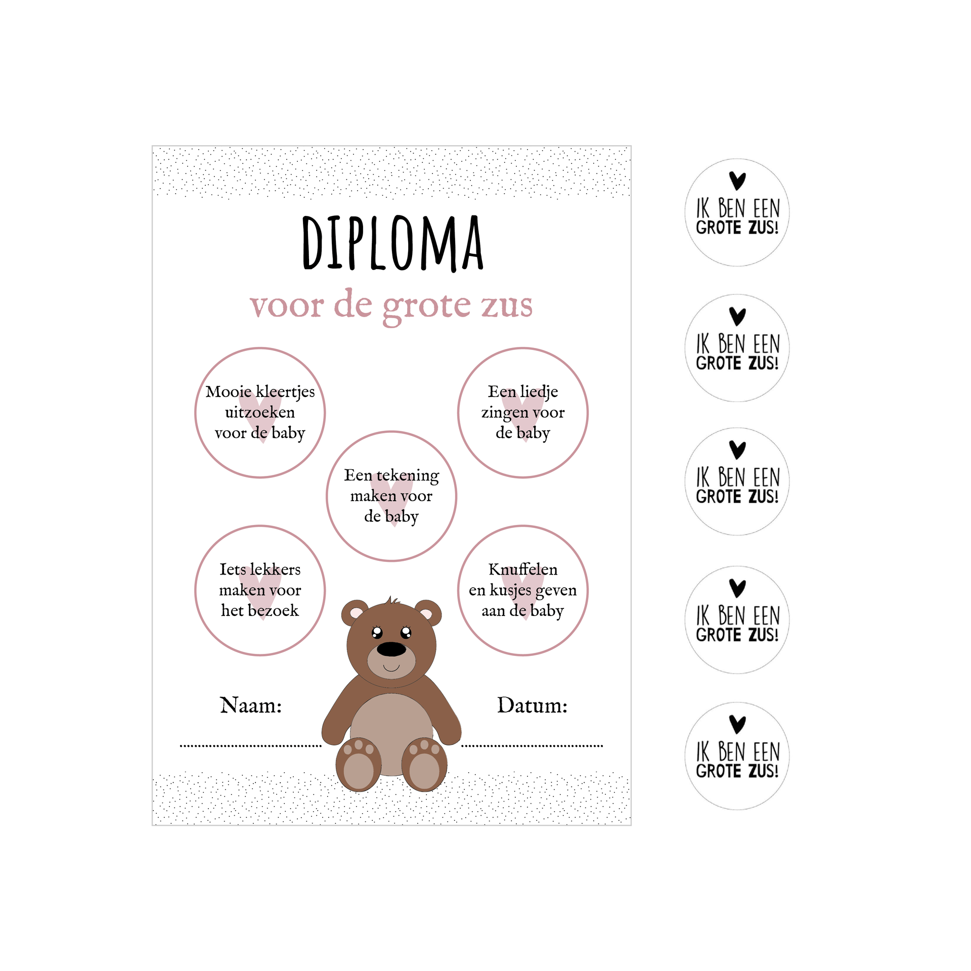 Diploma + stickers | Grote zus