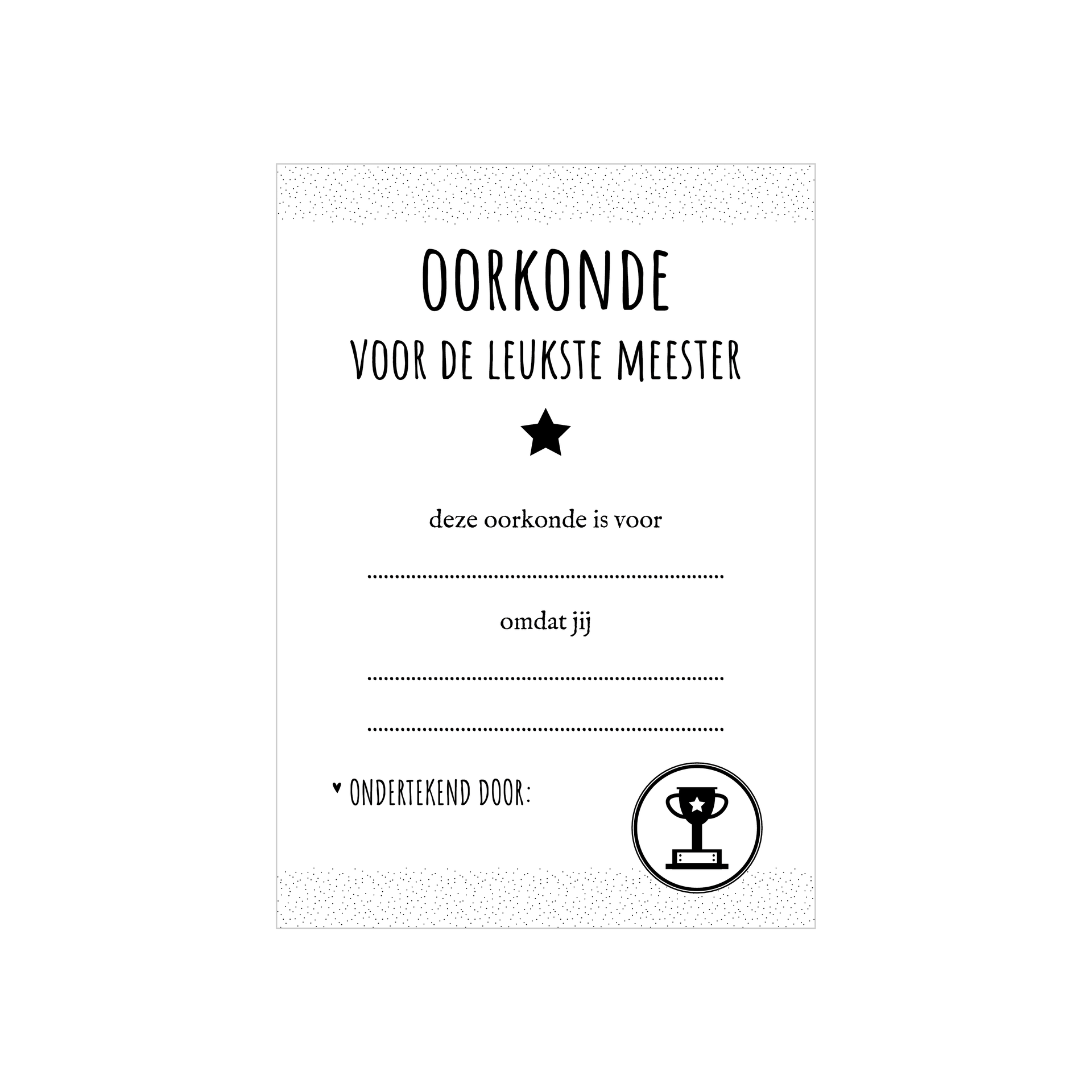 Invulkaart | Oorkonde voor de leukste meester