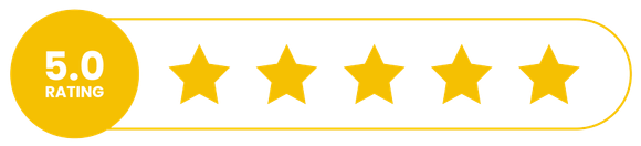 A button with five stars on it that says 5.0 rating.