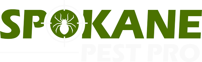 The logo for spokane pest pro shows a spider in a target.