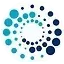A circle of blue dots on a white background.