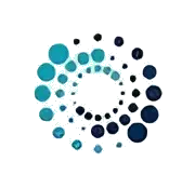 A circle of blue dots on a white background.
