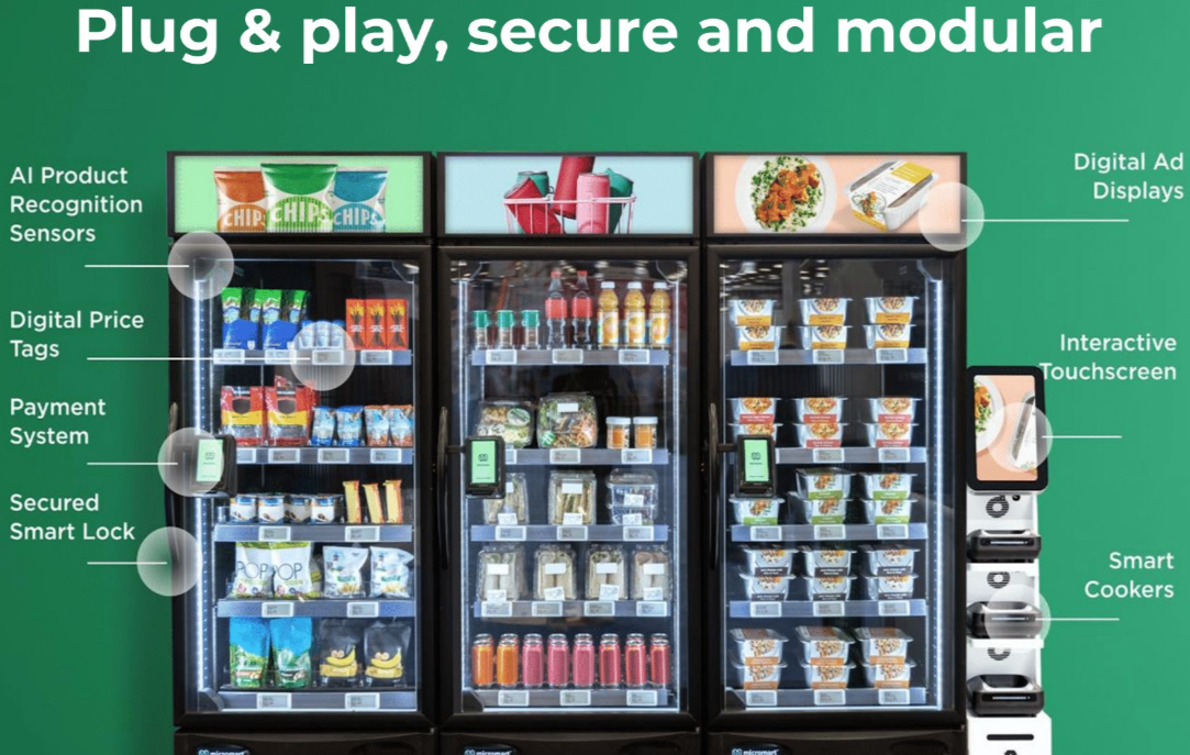 A picture of a vending machine that says plug and play secure