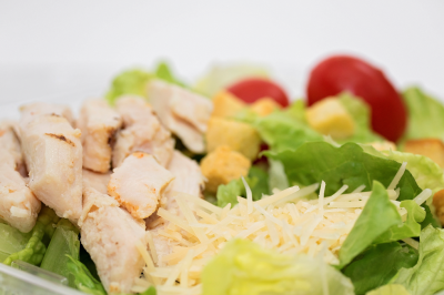 A close up of a chicken salad wrap