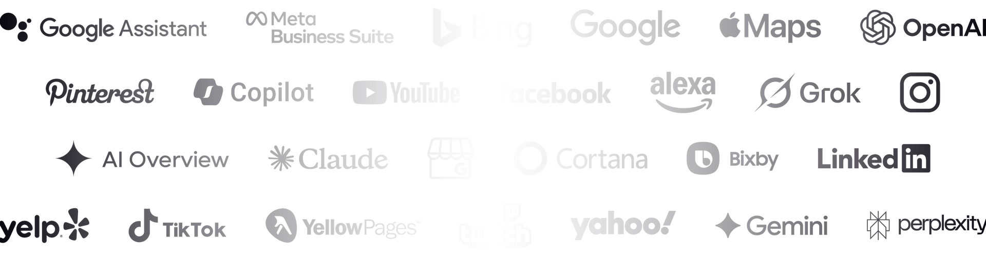 Logos of various tech companies and platforms, including Google, Pinterest, and LinkedIn.