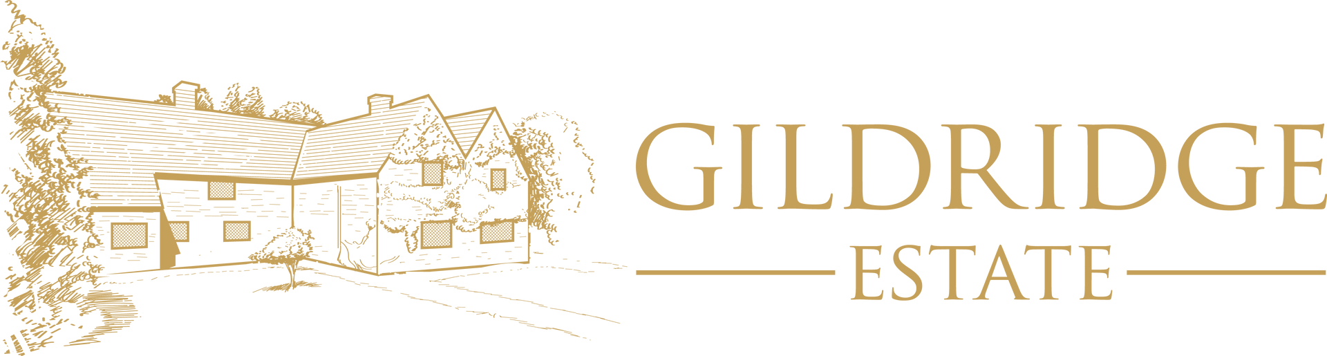 Gold logo reading “GILDRIDGE ESTATE” with a line-art house illustration on a white background
