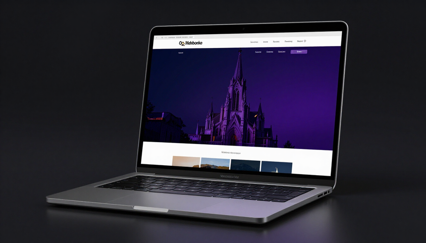 Church website demo on laptop
