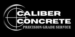 The caliber concrete precision grade service logo is white on a black background.