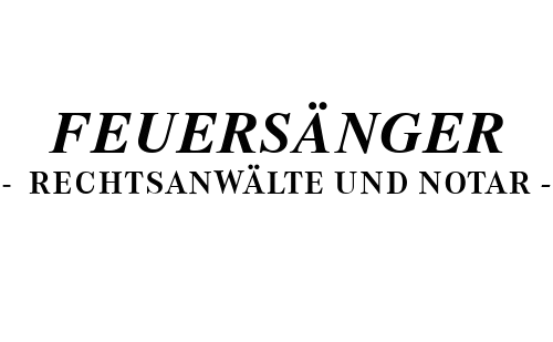 Das Logo der Kanzlei und dem Notariat Feuersänger, in schwarz auf transparentem Hintergrund
