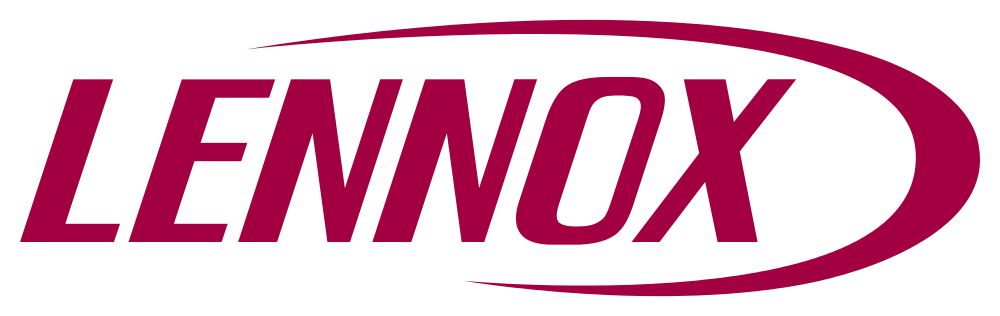 A red and white logo for lennox on a white background.
