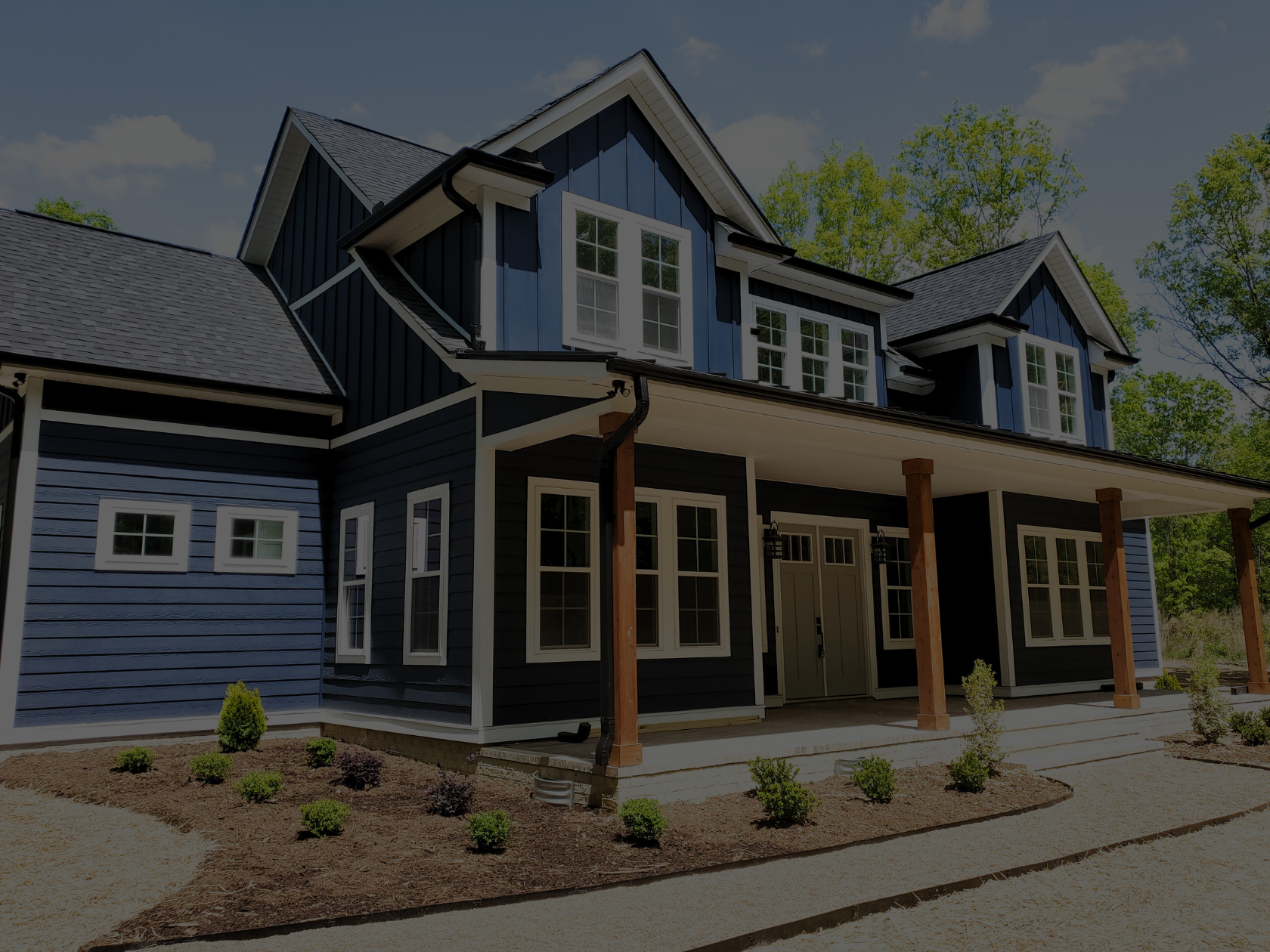 Blue custom home in Concord