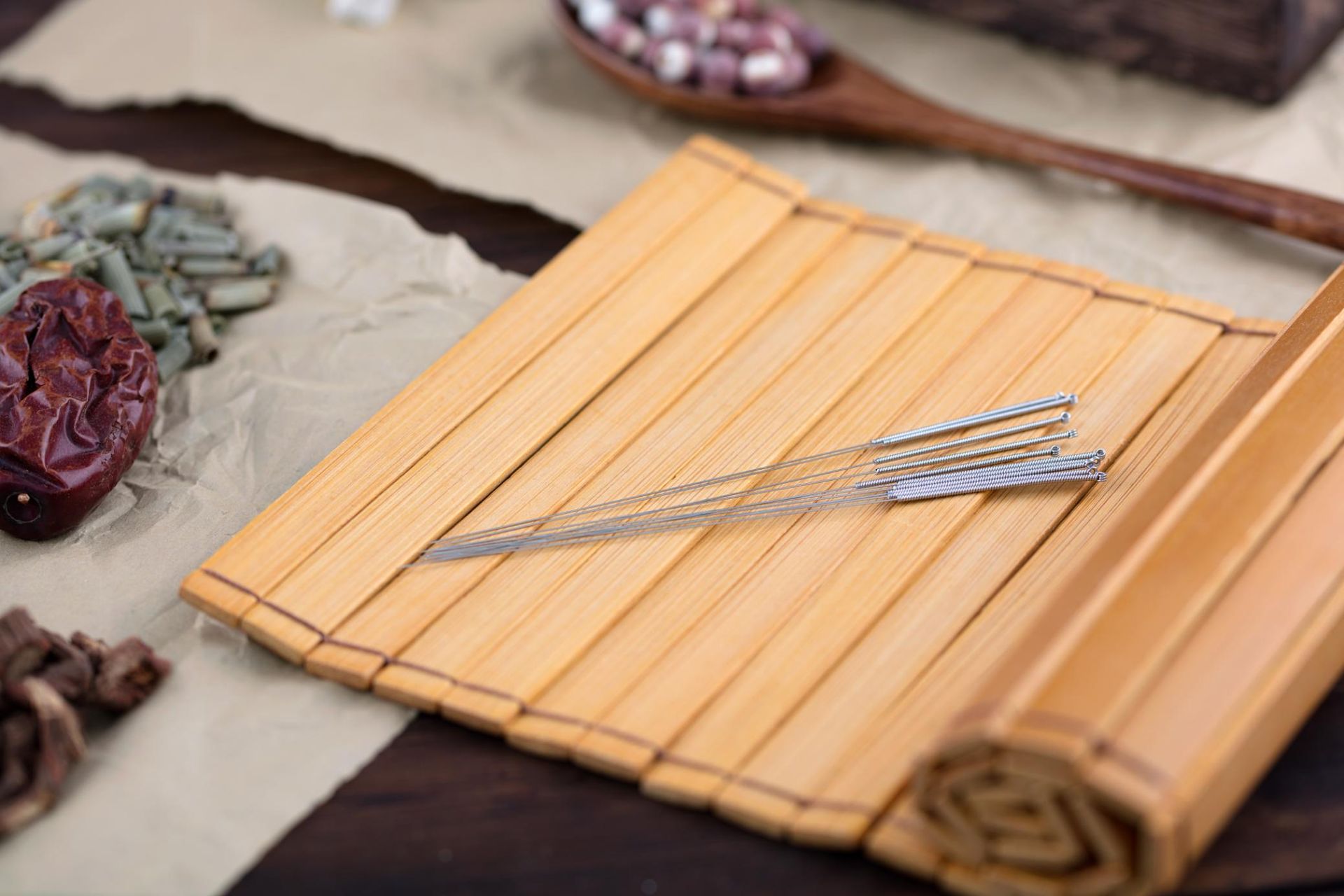 Acupuncture Needles Are Sitting on Top of a Bamboo Mat — Scott Martin Acupuncture Mackay In Proserpine, QLD