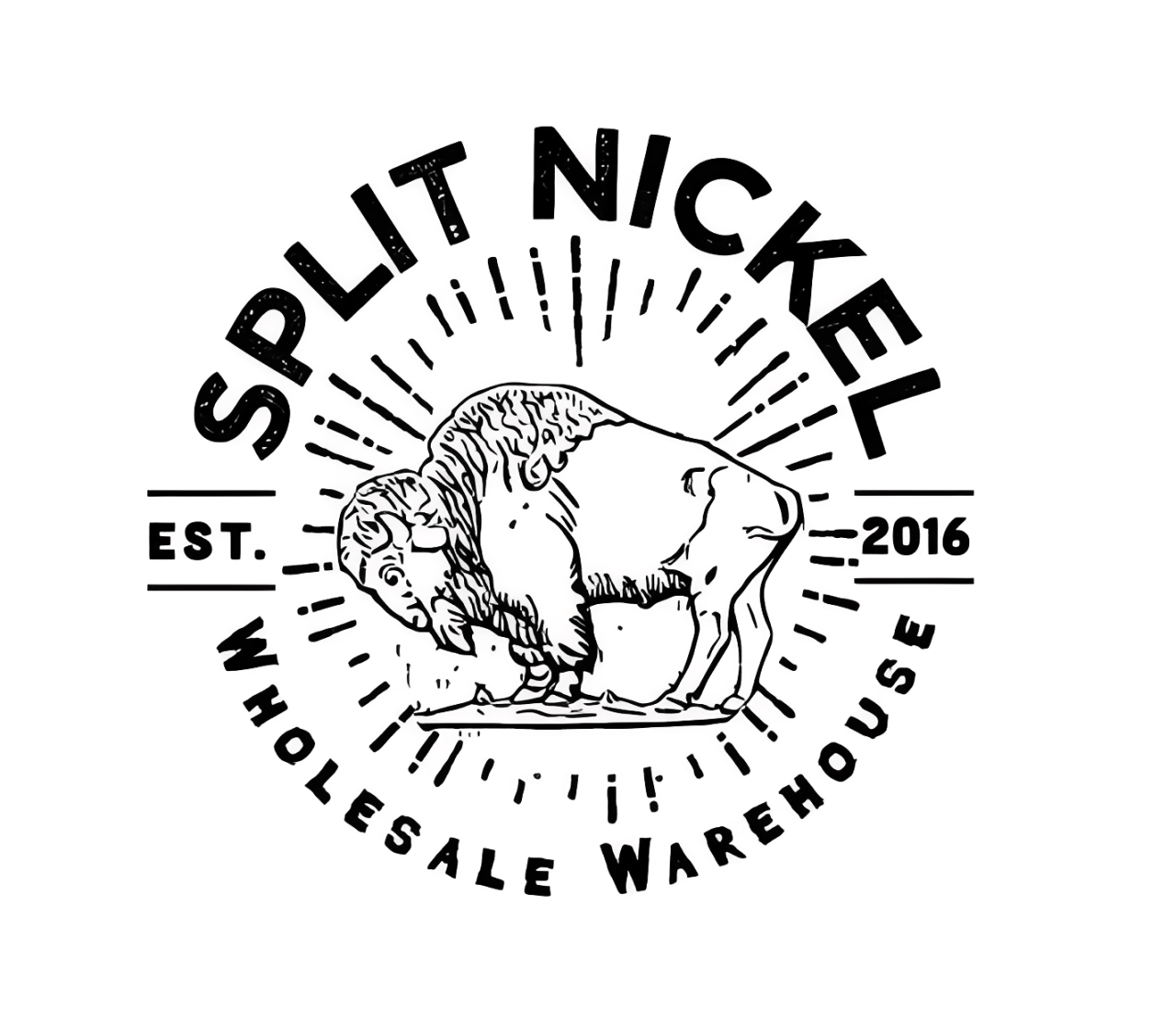 Split Nickel Wholesale Warehouse logo with a bison illustration.