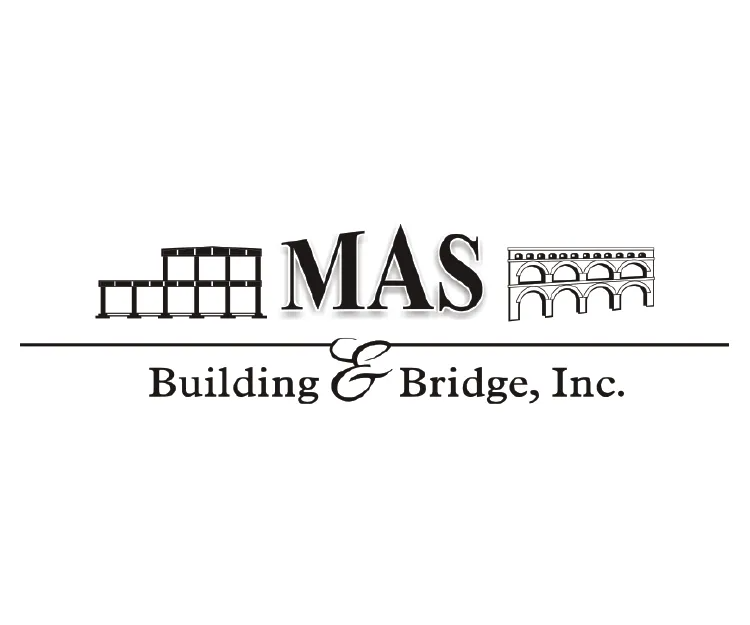 MAS Building & Bridge, Inc. logo with bridge icons above and below the company name