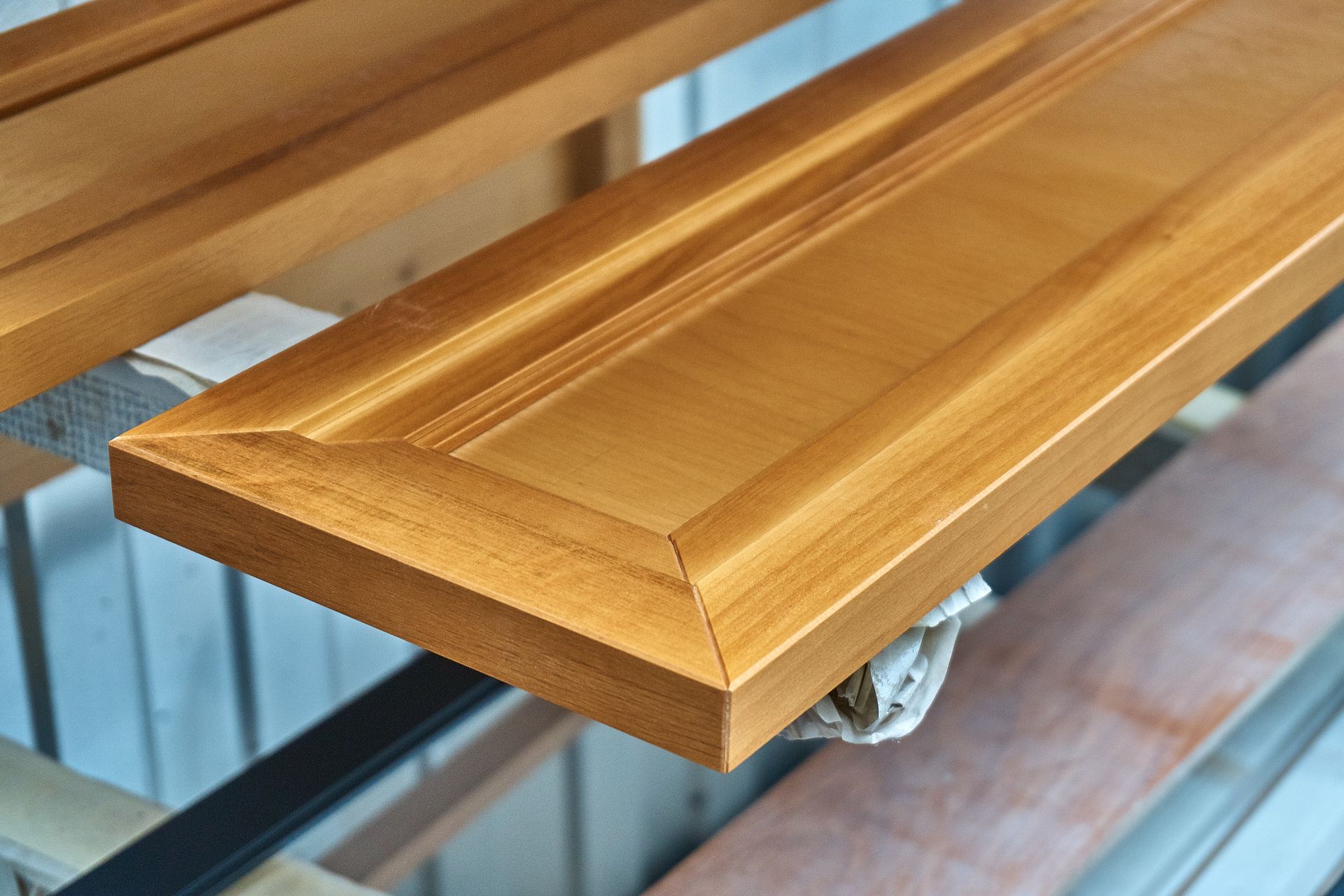A piece of wood is sitting on top of a table