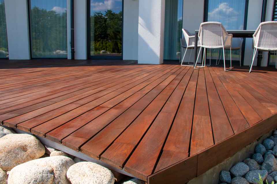 outdoor wooden deck area
